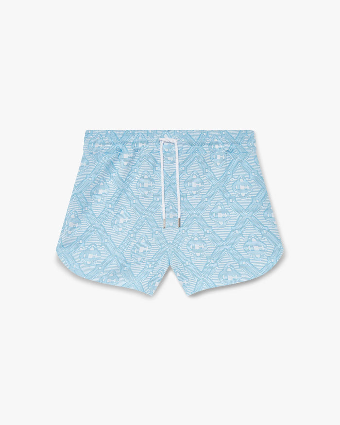 Pale Blue and White Jacquard Shorts