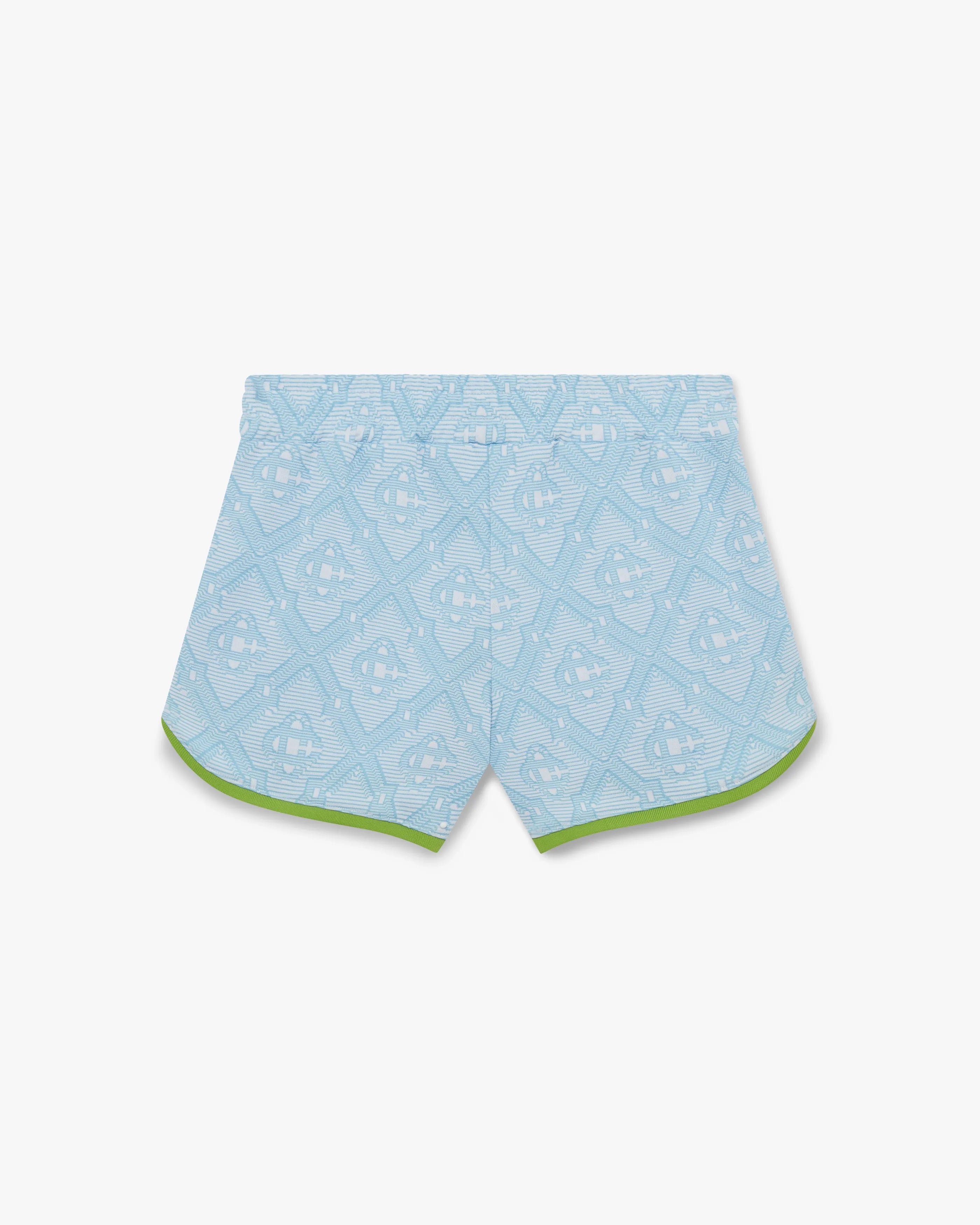 Pale Blue and White Jacquard Shorts