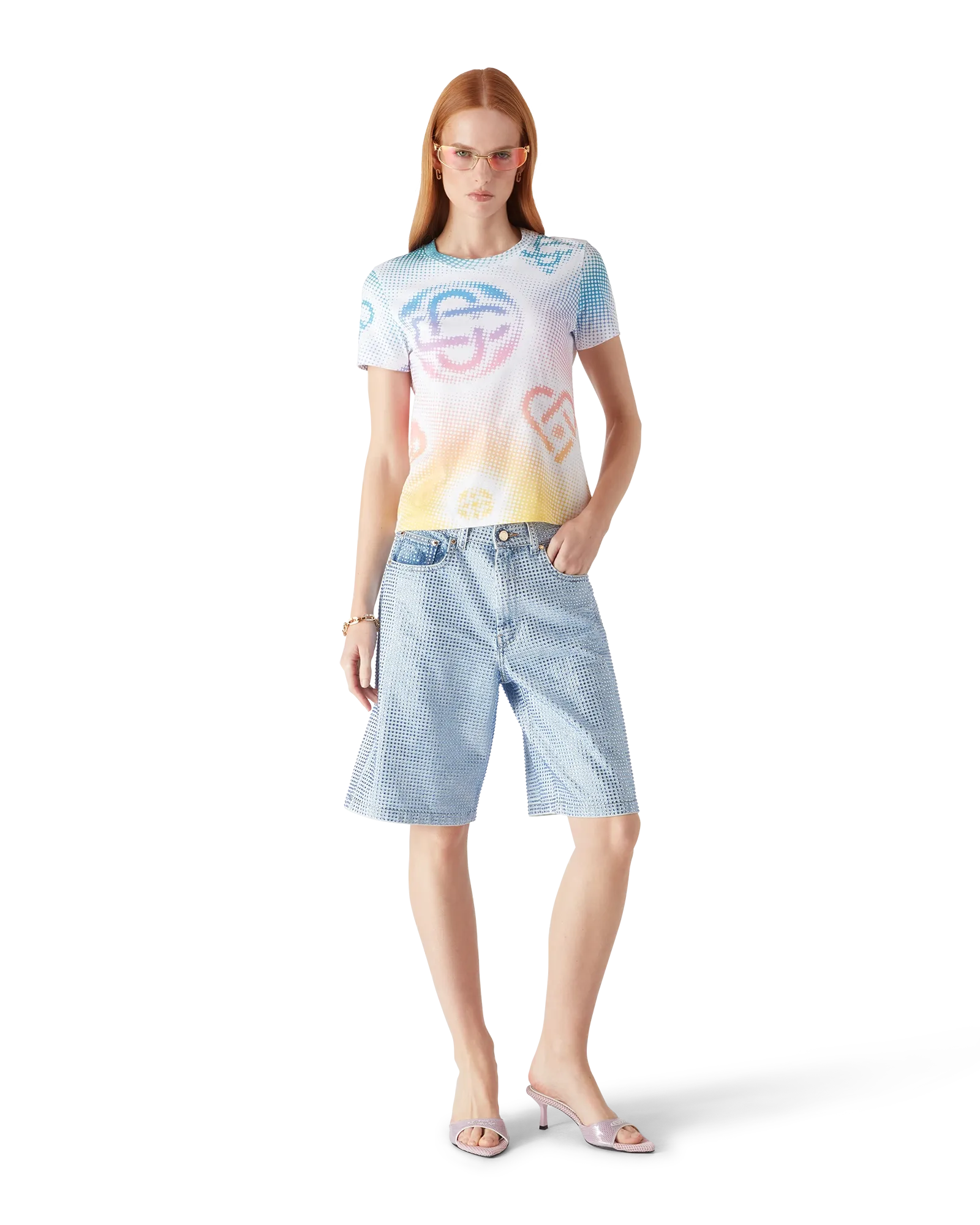 Halftone Logo Fitted Short Sleeve T-Shirt