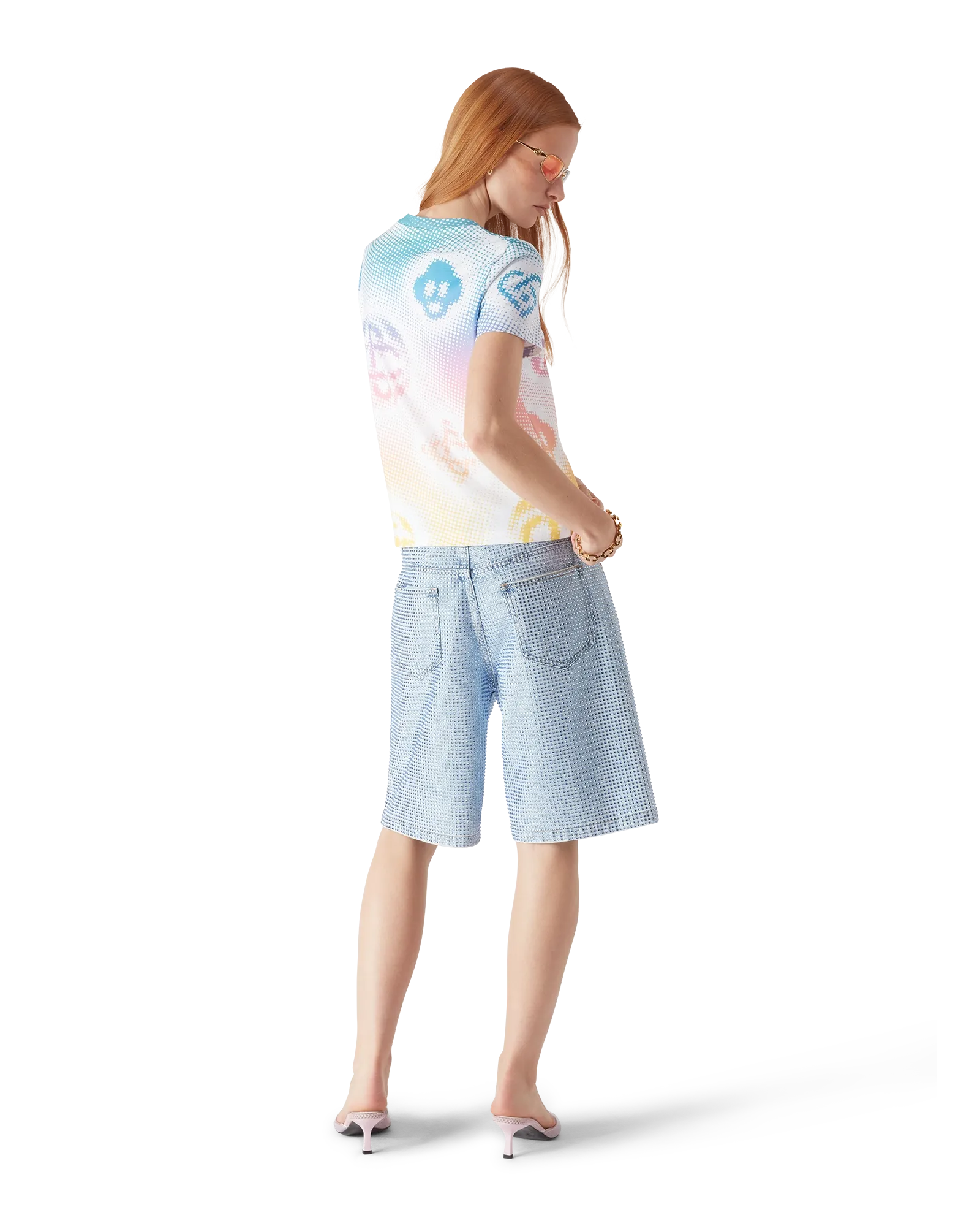 Halftone Logo Fitted Short Sleeve T-Shirt