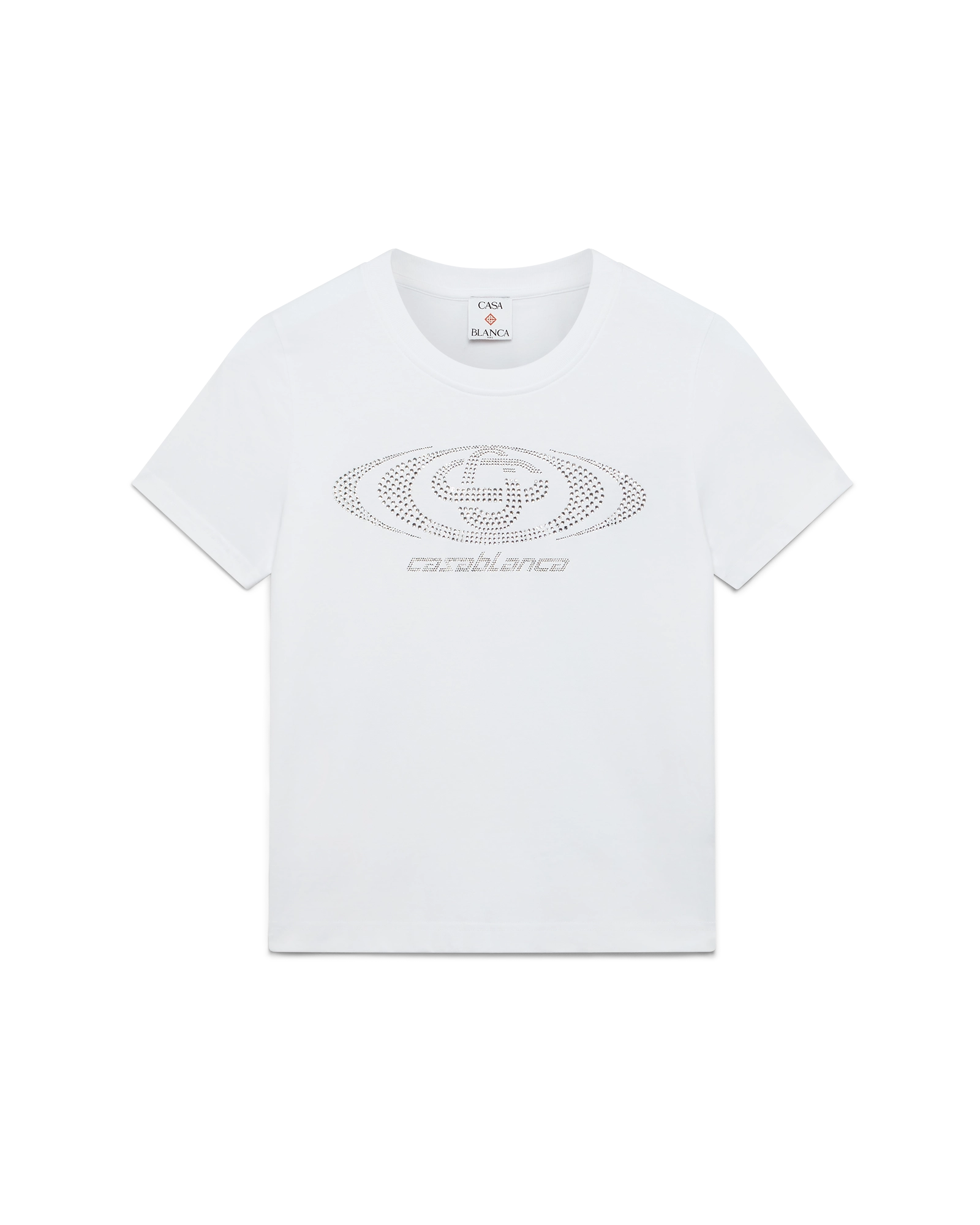 Crystal Warped Logo Fitted Short Sleeve T-Shirt