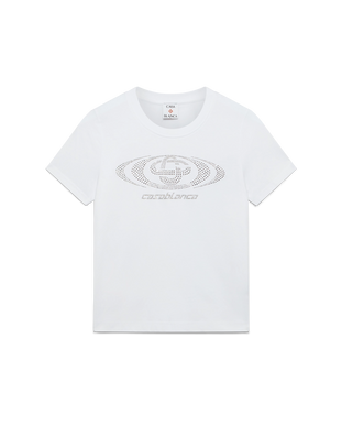Crystal Warped Logo Fitted Short Sleeve T-Shirt