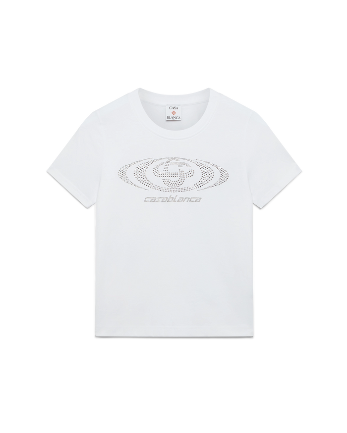 Crystal Warped Logo Fitted Short Sleeve T-Shirt