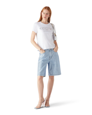 Crystal Warped Logo Fitted Short Sleeve T-Shirt