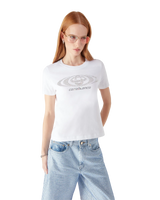 Crystal Warped Logo Fitted Short Sleeve T-Shirt