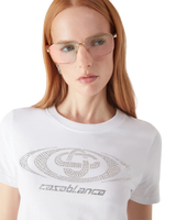 Crystal Warped Logo Fitted Short Sleeve T-Shirt