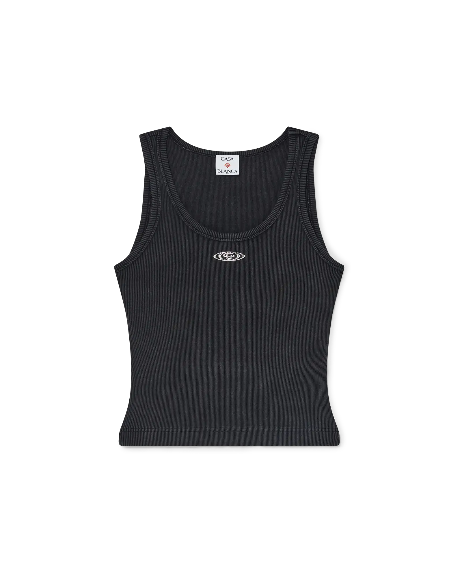 Faded Black Ribbed Tank Top