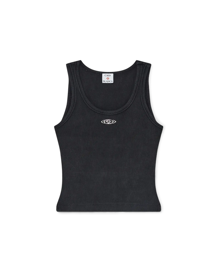 Faded Black Ribbed Tank Top