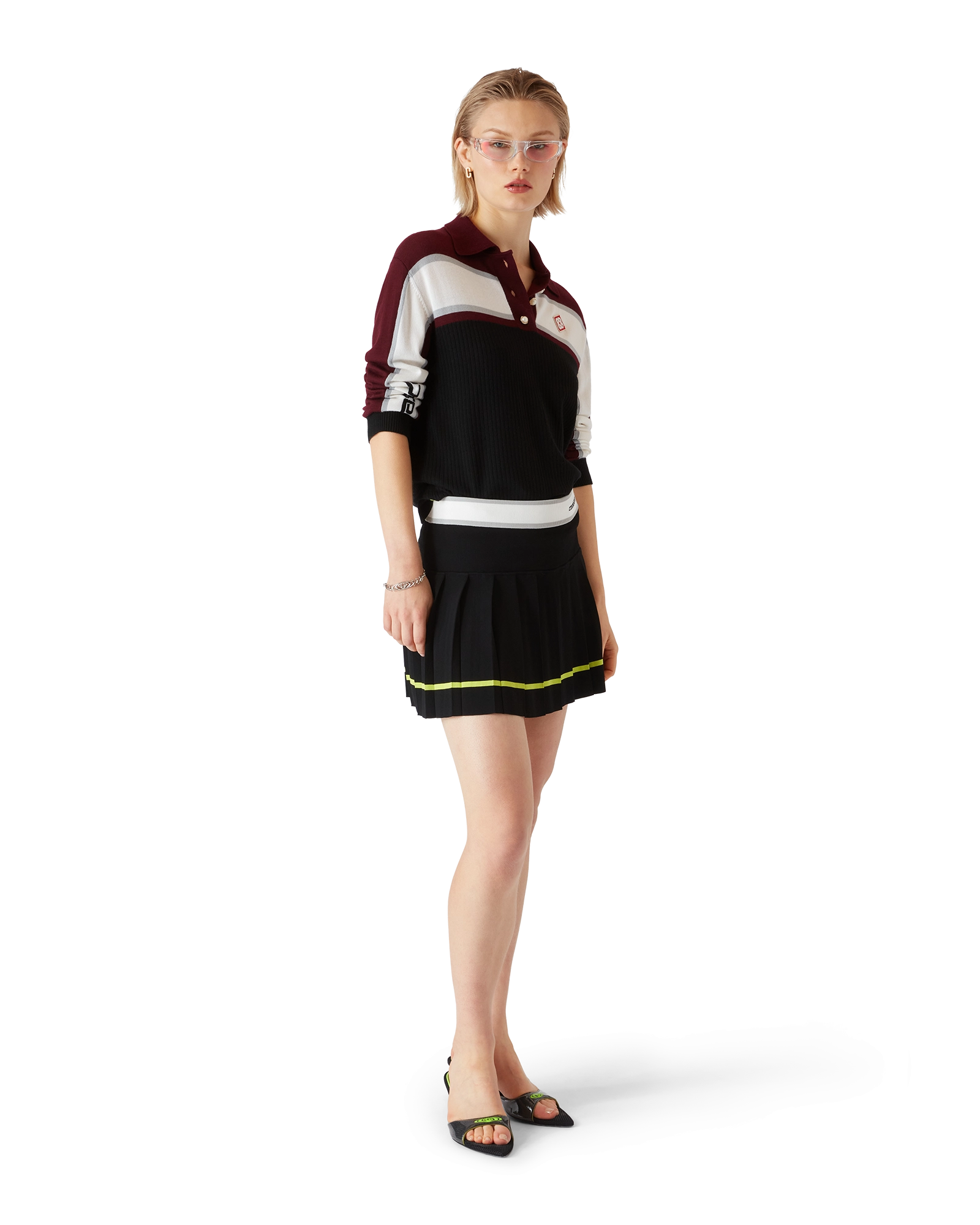 Striped Oversized Long Sleeve Polo Shirt