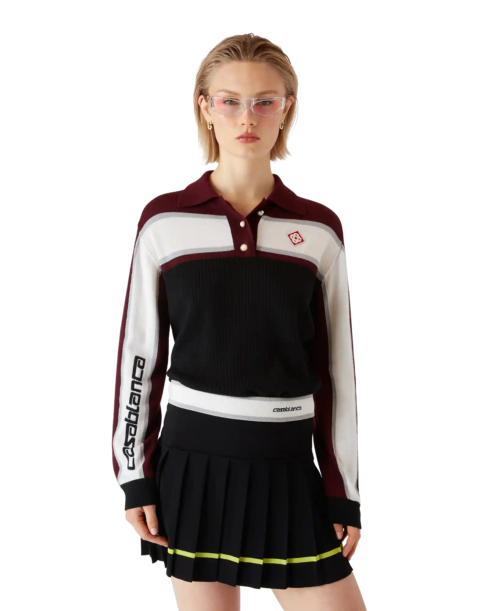 Striped Oversized Long Sleeve Polo Shirt