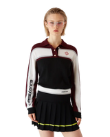 Striped Oversized Long Sleeve Polo Shirt