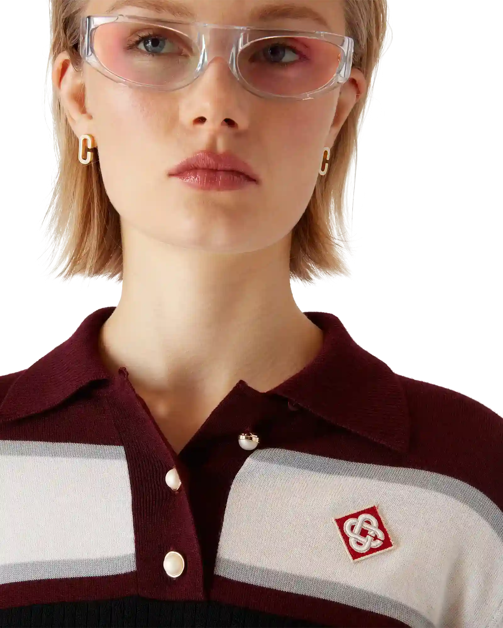 Striped Oversized Long Sleeve Polo Shirt