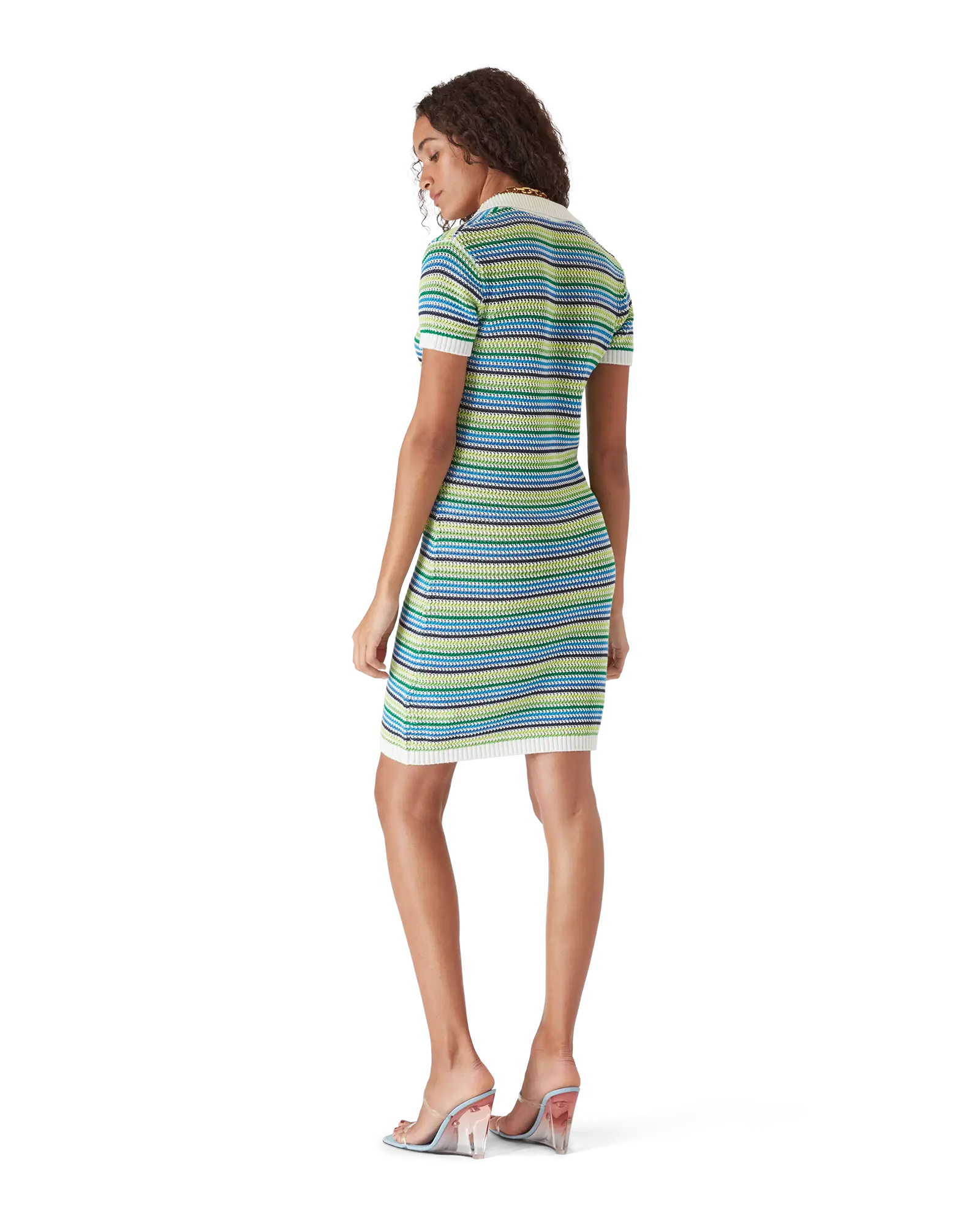 Stripe Short Sleeve Midi Dress