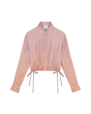 Degrade Monogram Long Sleeve Silk Shirt