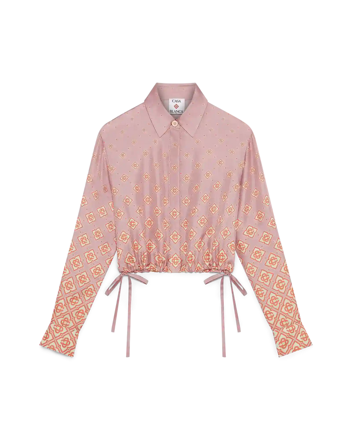 monogram long sleeve dress shirts Monogram Degrade Long Sleeve Silk Shirt Casablanca
