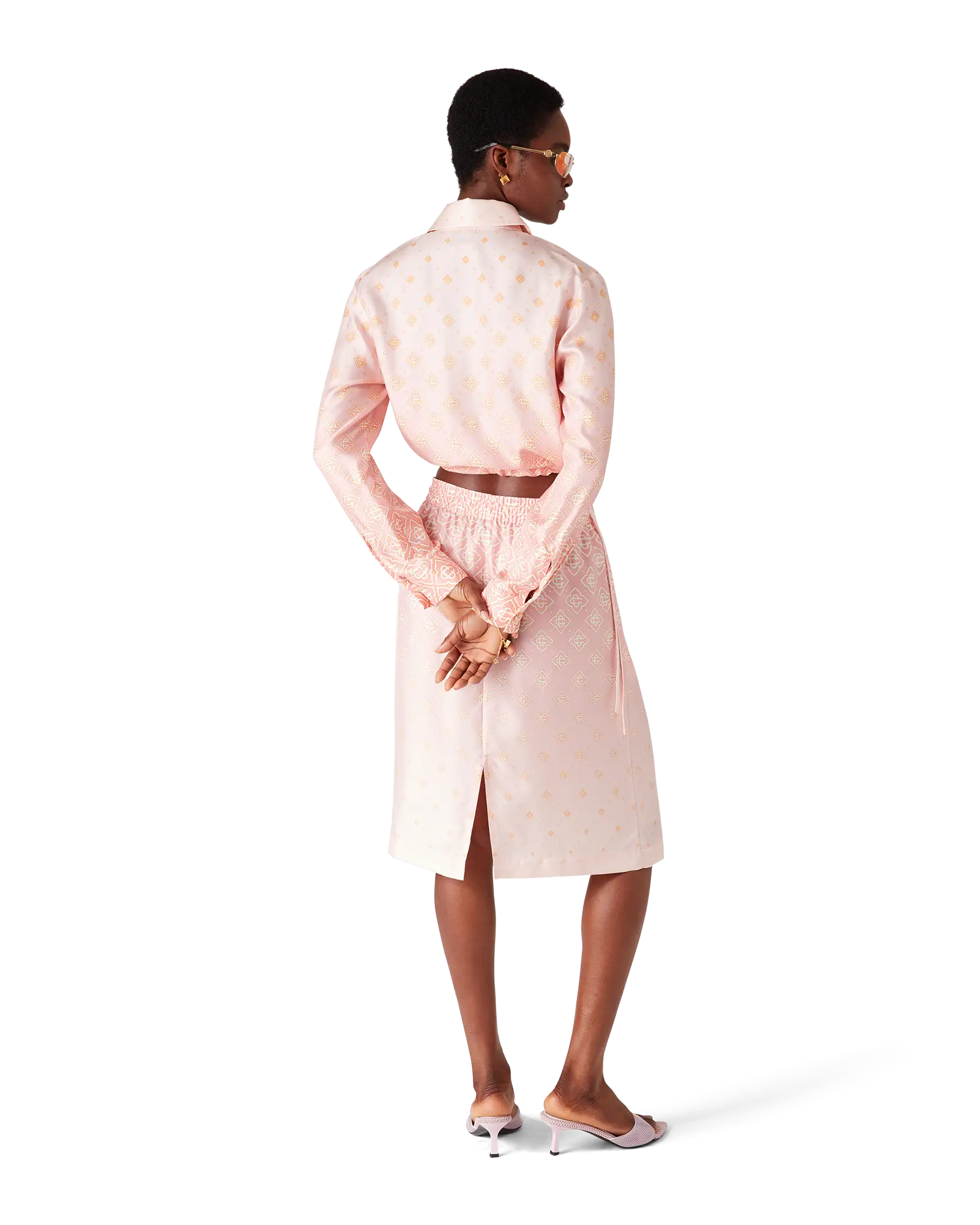 Degrade Monogram Long Sleeve Silk Shirt