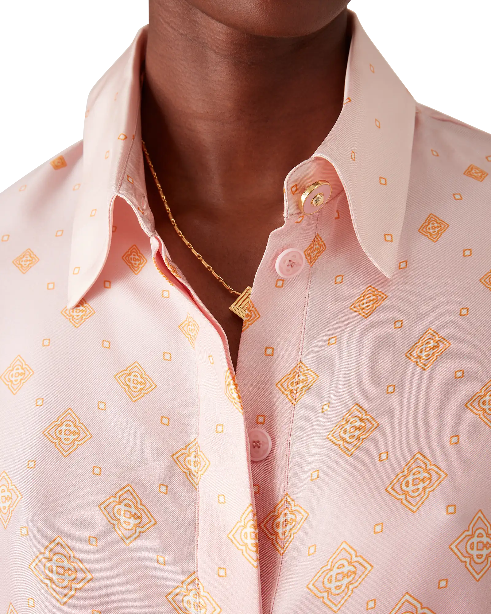 Degrade Monogram Long Sleeve Silk Shirt