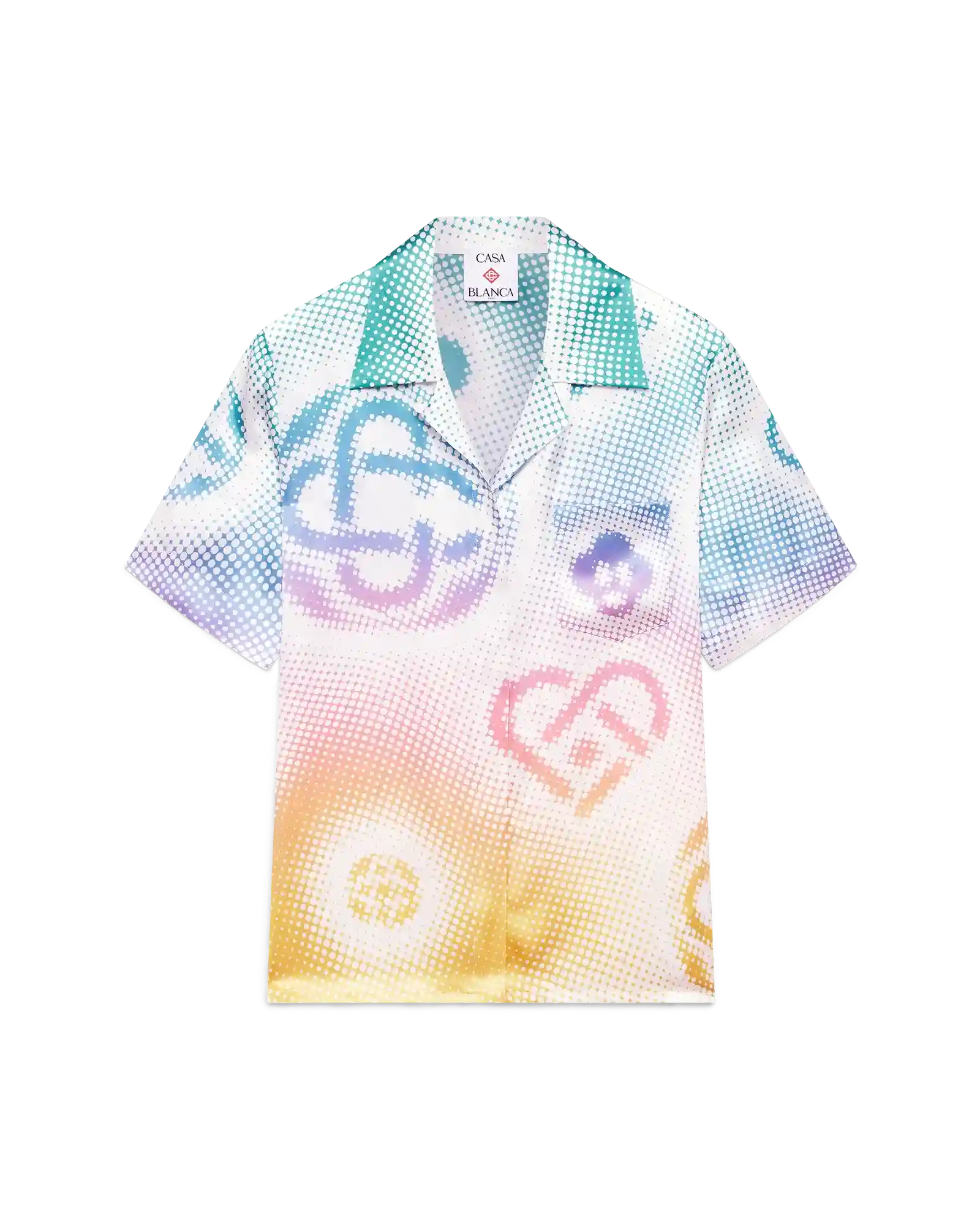 Halftone Logo Short Sleeve Silk Shirt
