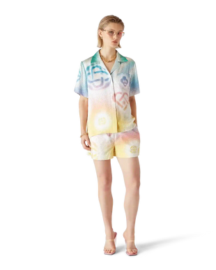 Halftone Logo Short Sleeve Silk Shirt