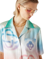 Halftone Logo Short Sleeve Silk Shirt