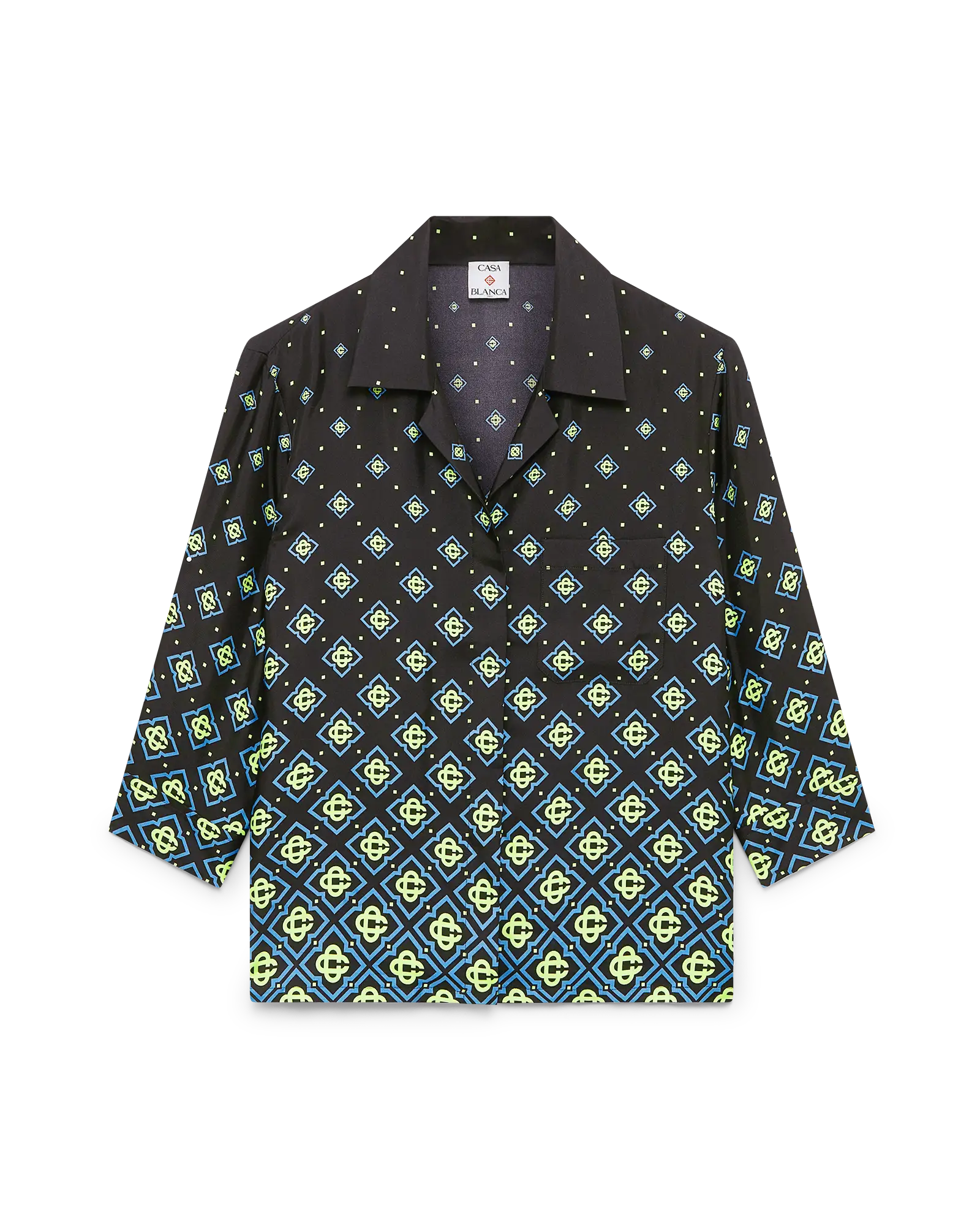 Degrade Monogram Long Sleeve Silk Shirt