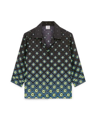 Degrade Monogram Long Sleeve Silk Shirt