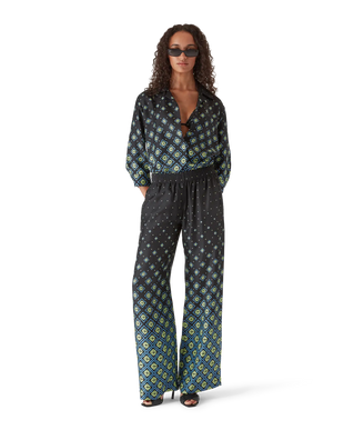 Degrade Monogram Long Sleeve Silk Shirt