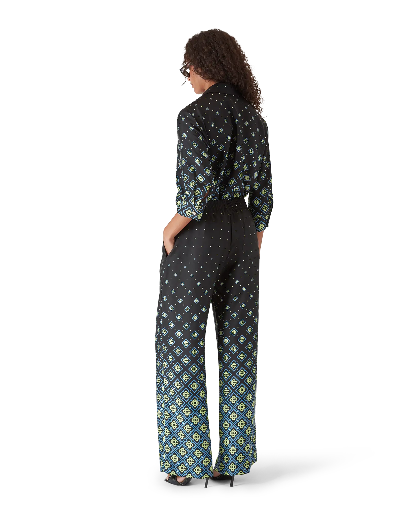 Degrade Monogram Long Sleeve Silk Shirt