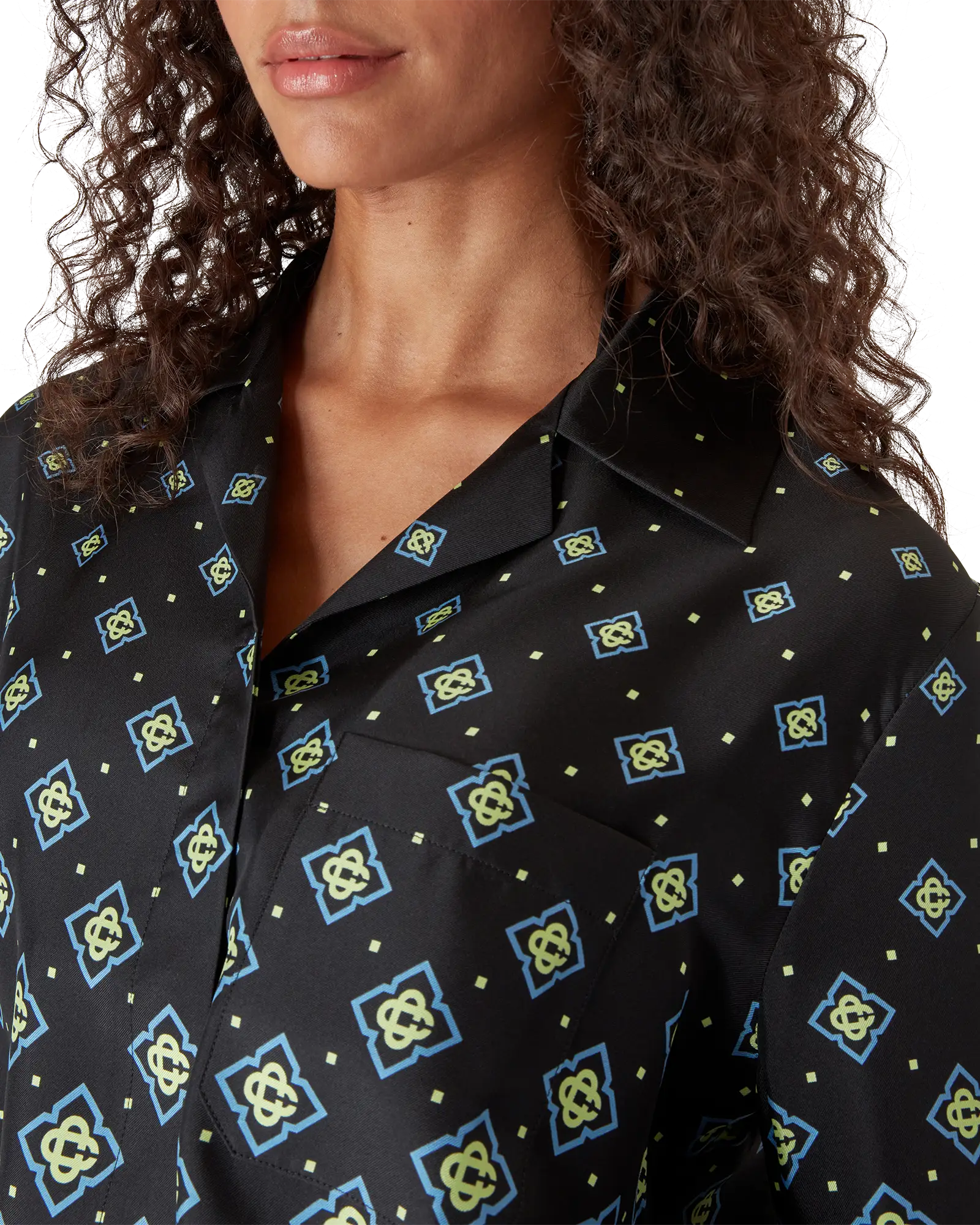 Degrade Monogram Long Sleeve Silk Shirt