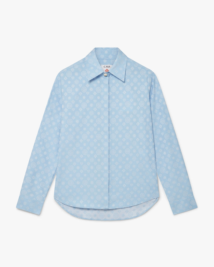 Blue Monogram Short Sleeve Shirt
