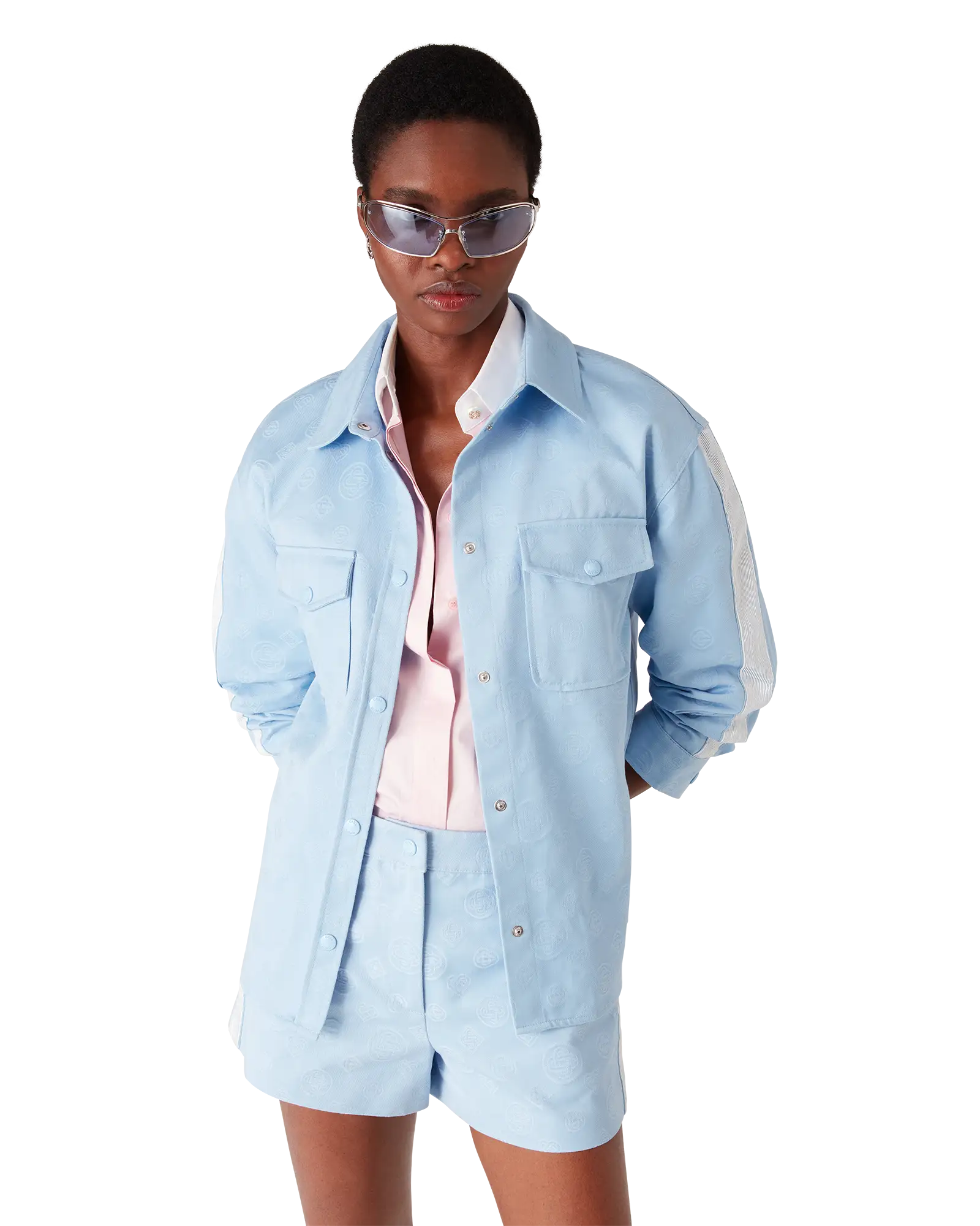 Blue Monogram Long Sleeve Shirt