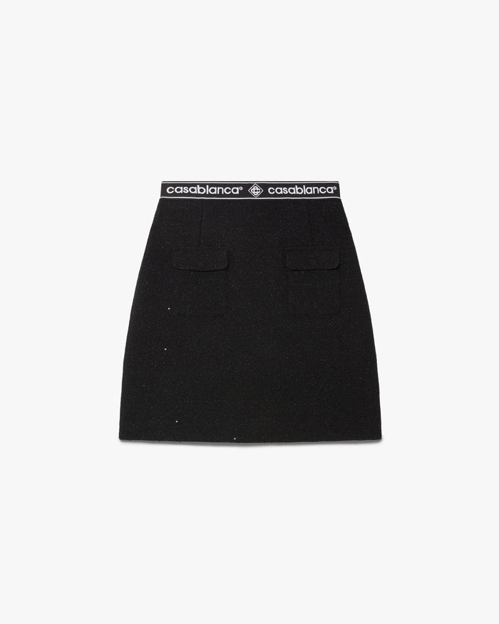 Black Tweed Midi Skirt