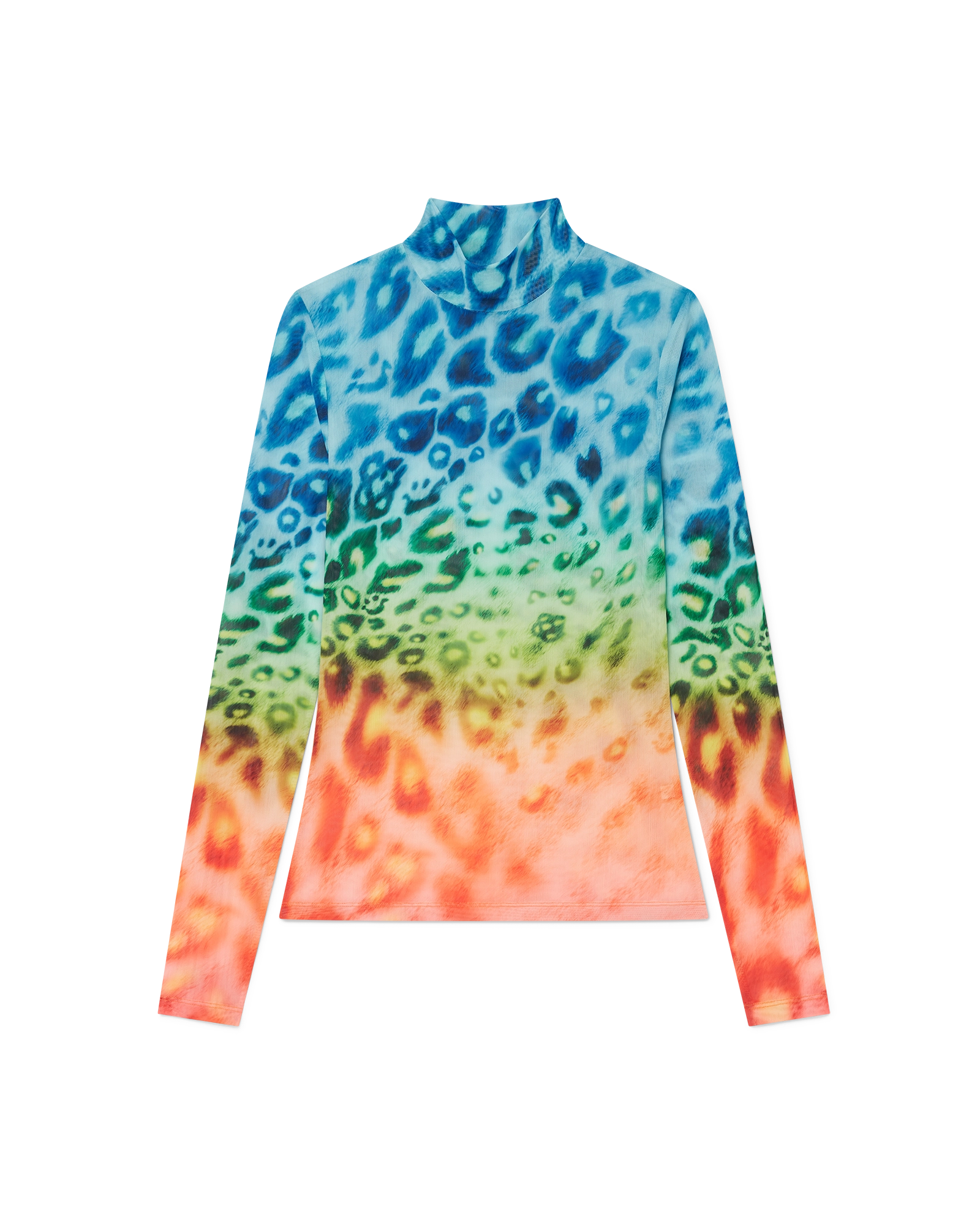 Leopard Printed Long Sleeve Mesh Top