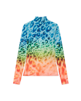 Leopard Printed Long Sleeve Mesh Top