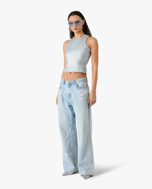 Light Wash Graffiti Denim Jeans
