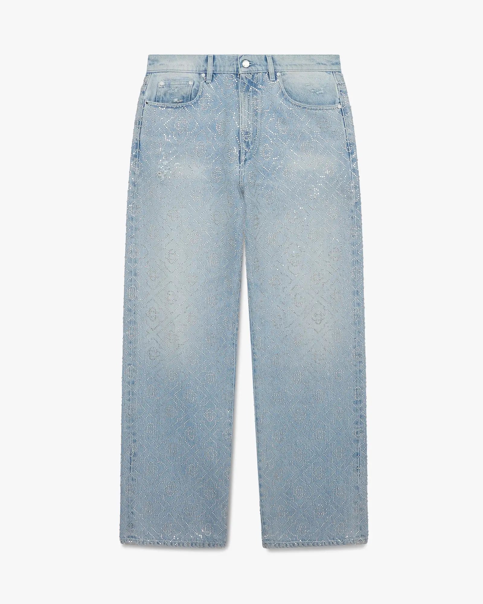 Light Wash Hotfix Baggy Jeans
