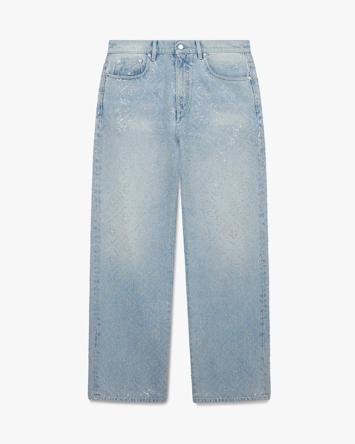Light Wash Hotfix Baggy Jeans