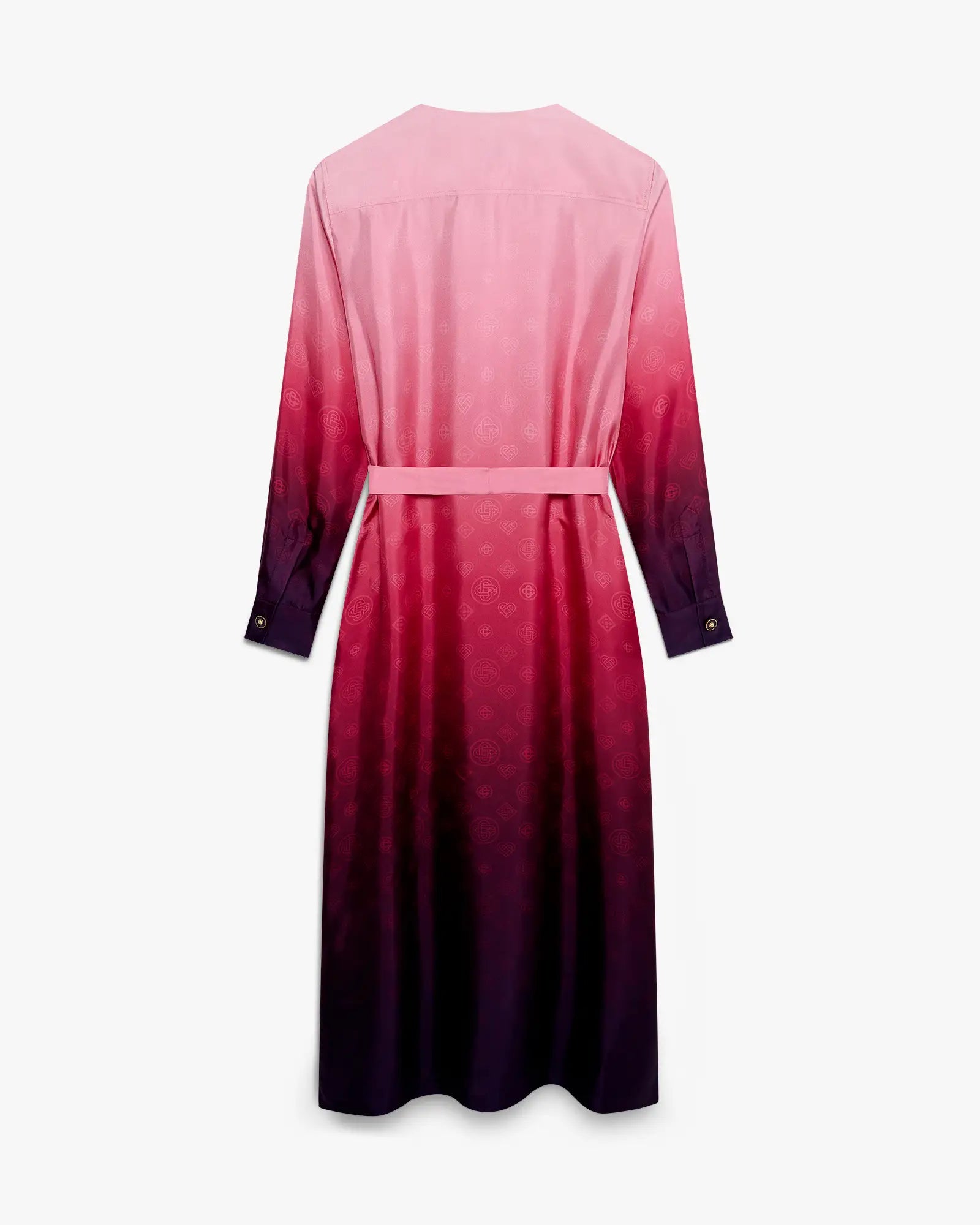 Aubergine Gradient Collarless Silk Shirt Dress