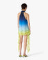 Blue Silk Gradient Double Georgette Ruffle Dress