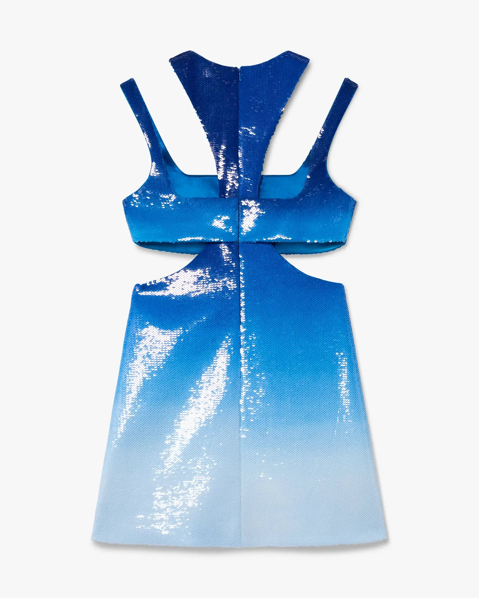 Blue Gradient Sequin Racer Back Mini Dress