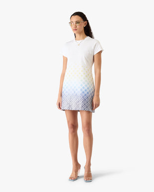 White Gradient Monogram T-Shirt Dress