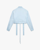 Blue Nuntucket Cropped Satin Bomber Jacket