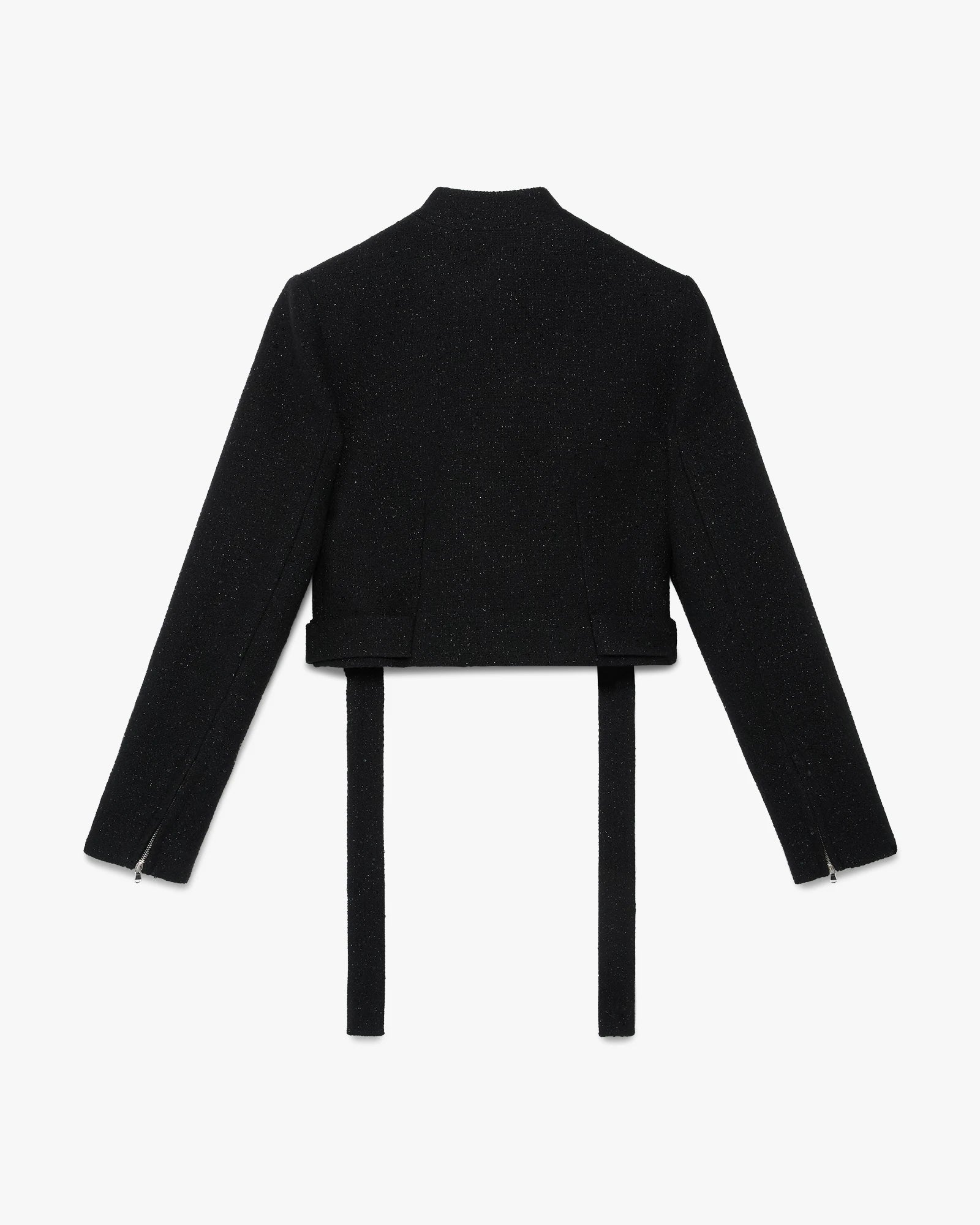 Black Sequin Tweed Cropped Jacket