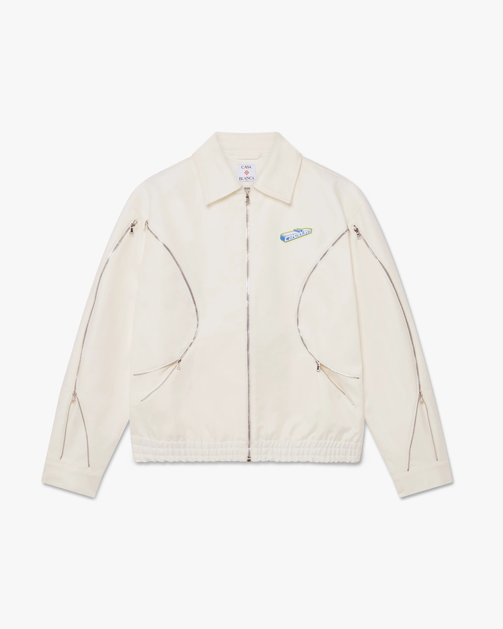 White Zip Cotton Drill Jacket