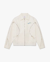 White Zip Cotton Drill Jacket