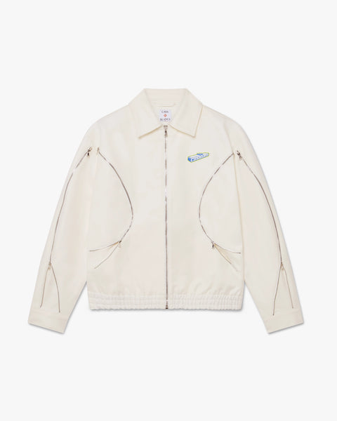 White Zip Cotton Drill Jacket | Casablanca Paris