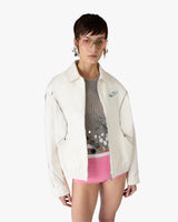 White Zip Cotton Drill Jacket