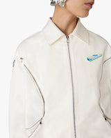 White Zip Cotton Drill Jacket