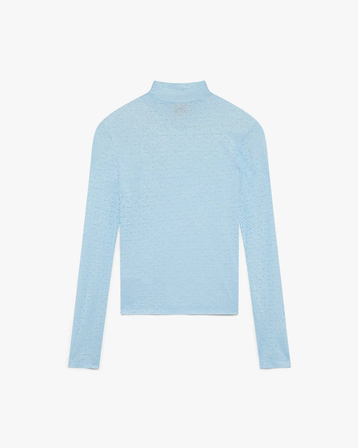 Blue Monogram Jacquard Cropped Top