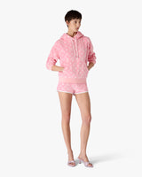 Pink Velour Monogram Hooded Sweatshirt